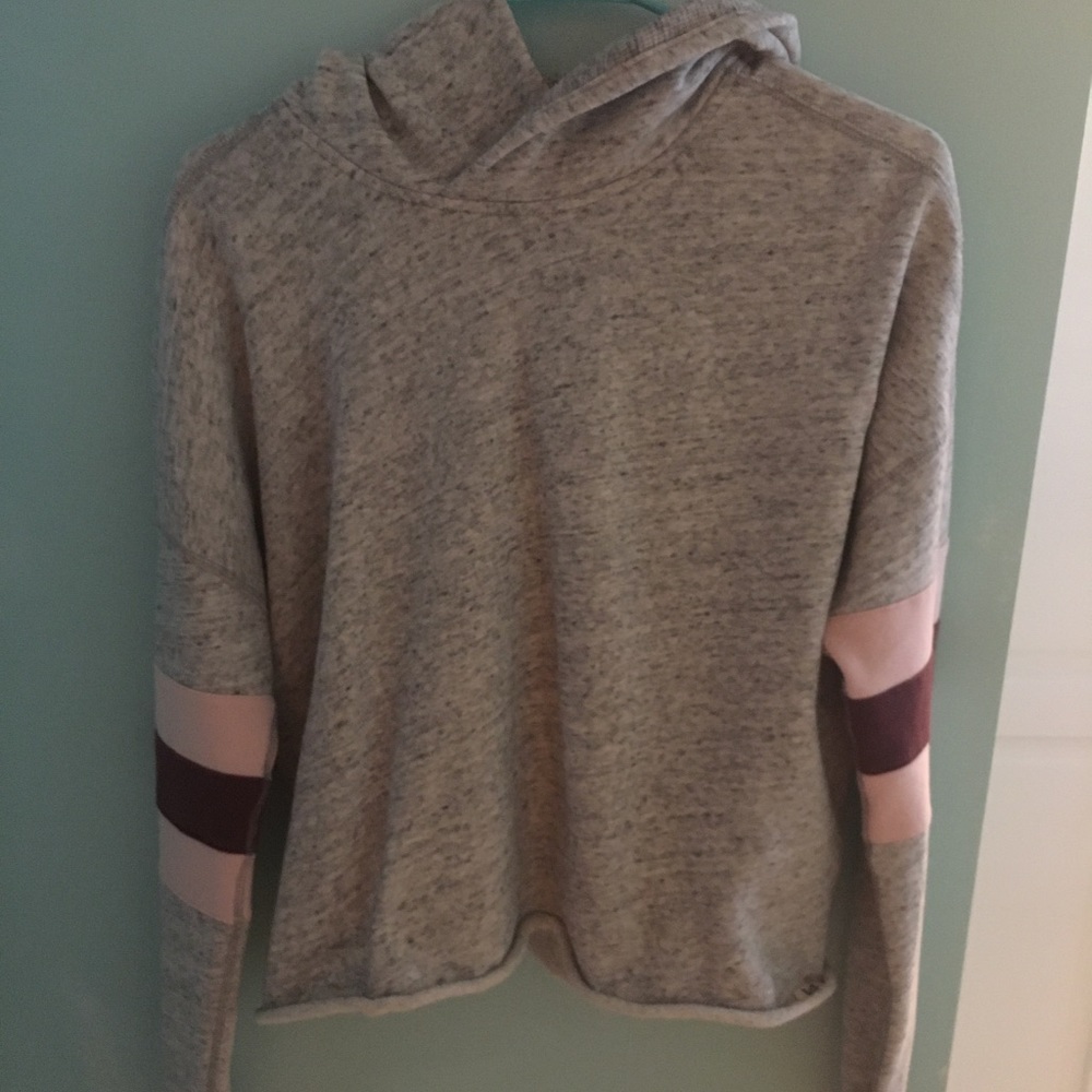 Abercrombie Cropped grey hoodie with stripes
